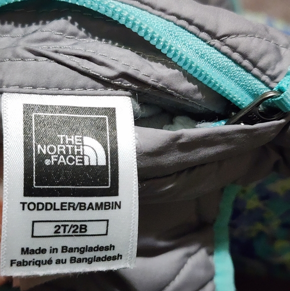 The North Face Gray and Teal 2-Sided Toddler Puffer Jacket - Picture 9 of 10